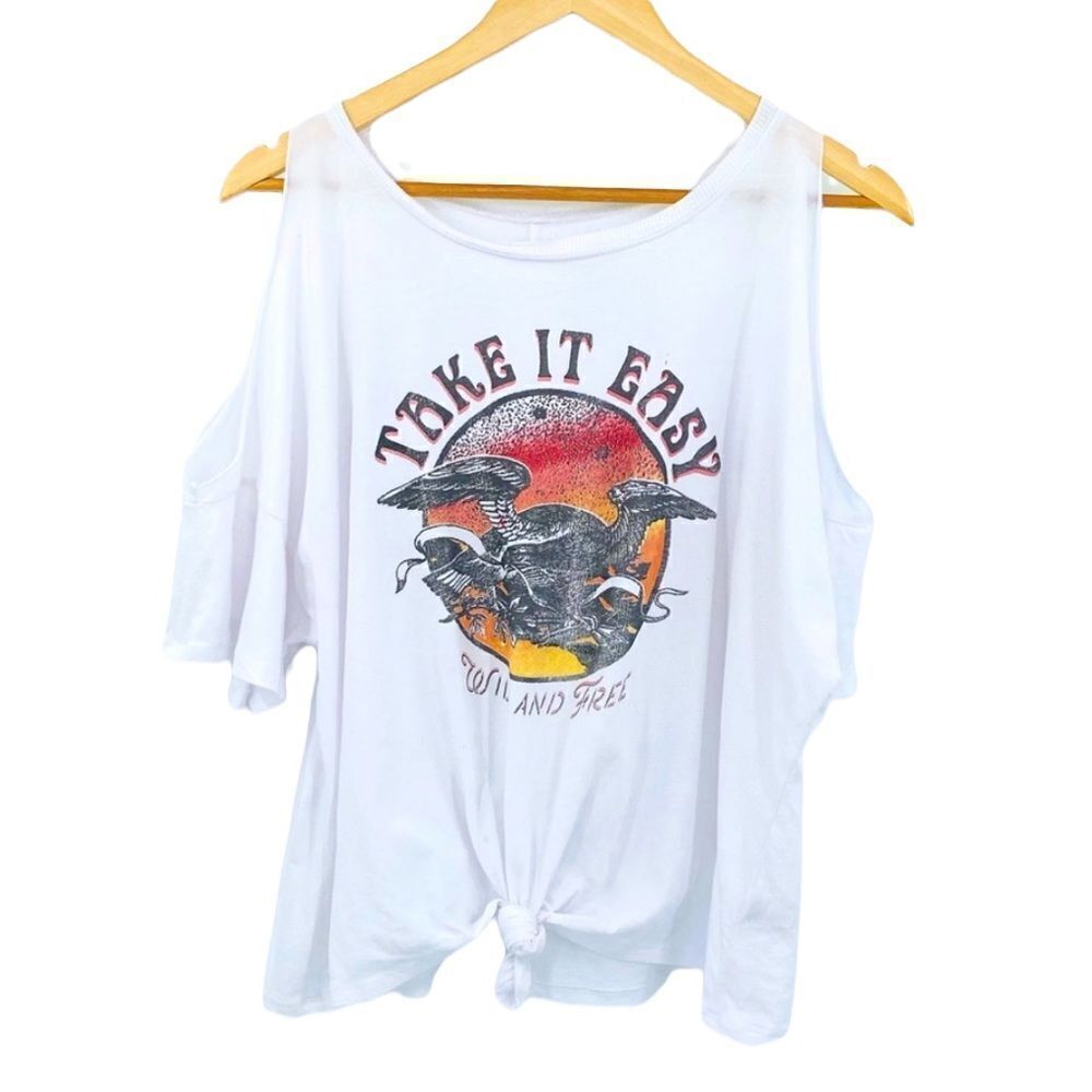 IOC by Iconic cold shoulder tied front eagles lyrics tee size large